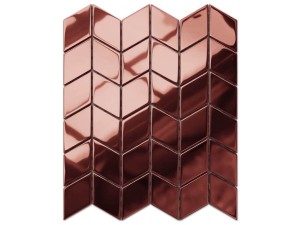 MOZAIKA SZKLANA CHEVRON ROMB COPPER ROSE METALIC