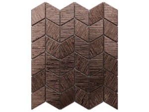 MOZAIKA SZKLANA CHEVRON ROMB COPPER ROSE METALIC STRUKTURA