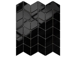 MOZAIKA SZKLANA CHEVRON ROMB CZARNY POŁYSK