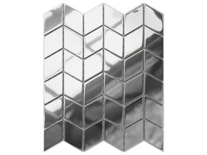 MOZAIKA SZKLANA CHEVRON ROMB SILVER SREBRNA CHROM METALIC