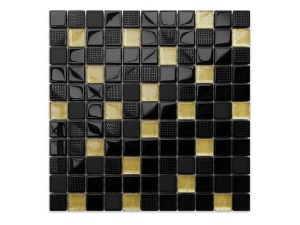 MOZAIKA SZKLANA NERO GOLDSTAR  30x30cm 6mm