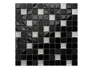 MOZAIKA SZKLANA NERO SILVERSTAR  30x30cm 6mm