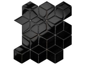 MOZAIKA SZKLANA ROMB DIAMOND CZARNY POŁYSK