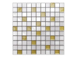 MOZAIKA SZKLANA WHITE GOLDSTAR 30x30cm 6mm