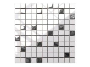 MOZAIKA CERAMICZNA SZKLANA SILVER CHROM METALIZOWANA 9mm 30x30cm