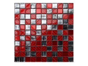 MOZAIKA SZKLANA KARMAZYN ALUMINIUM JEANS 30x30 8mm