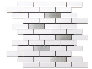 MOZAIKA CERAMICZNA BIAŁA WHITE MATOWA SILVER CEGIEŁKA MUREK NIEREGULARNY