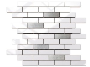 MOZAIKA CERAMICZNA BIAŁA WHITE POŁYSK SILVER CEGIEŁKA MUREK NIEREGULARNY