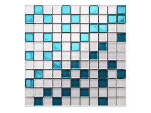 MOZAIKA SZKLANA AZZURO WHITE NIEBIESKA BIAŁA MIX 30X30CM