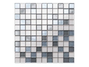 MOZAIKA SZKLANA BIAŁA PERŁA SILVER  BROKAT 30x30