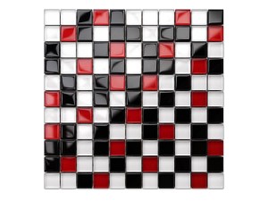 MOZAIKA SZKLANA BLACK RED WHITE 30x30cm 8mm