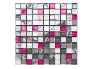 MOZAIKA SZKLANA FIOLET MAZIAJE PERŁA SZARA PIWONIA SILVER BROKAT 30x30cm