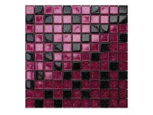 MOZAIKA SZKLANA NERO CZARNA LILA BROKAT 30x30 8mm