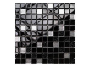 MOZAIKA SZKLANA NERO SILVER BROKAT MIX 30x30cm 8mm
