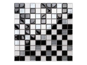 MOZAIKA SZKLANA NERO SILVER WHITE MIX (CZARNA SREBRNA BIAŁA) 30X30CM