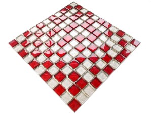MOZAIKA SZKLANA ROYAL KARMAZYN ZŁOTA BROKAT 30x30cm 8mm