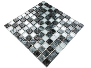 MOZAIKA SZKLANA SILVER WIND ALUMINIUM JEANS SILVER CARBON 30x30cm 8mm
