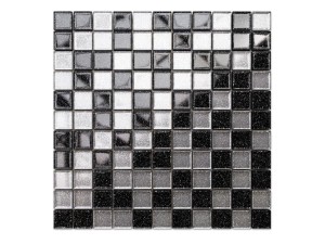 MOZAIKA SZKLANA SPOTLIGHT NERO SILVER BROKAT 30x30cm 8mm