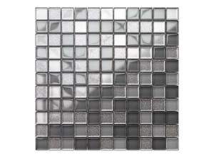 MOZAIKA SZKLANA SZARA, SILVER, SILVER BROKAT 30x30cm 6mm