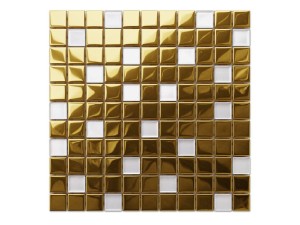 MOZAIKA SZKLANA ZŁOTA BIAŁA PERŁA SOLARIS 30x30cm 8mm
