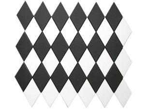 MOZAIKA GRESOWA KARO ROMB SZACHOWNICA CZARNO BIAŁA