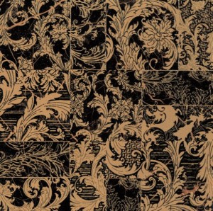 Płytki podłogowe marmurowe czarne złote patchwork Versace Ceramics Marble Mod.Patch.Nero 58,5x58,5