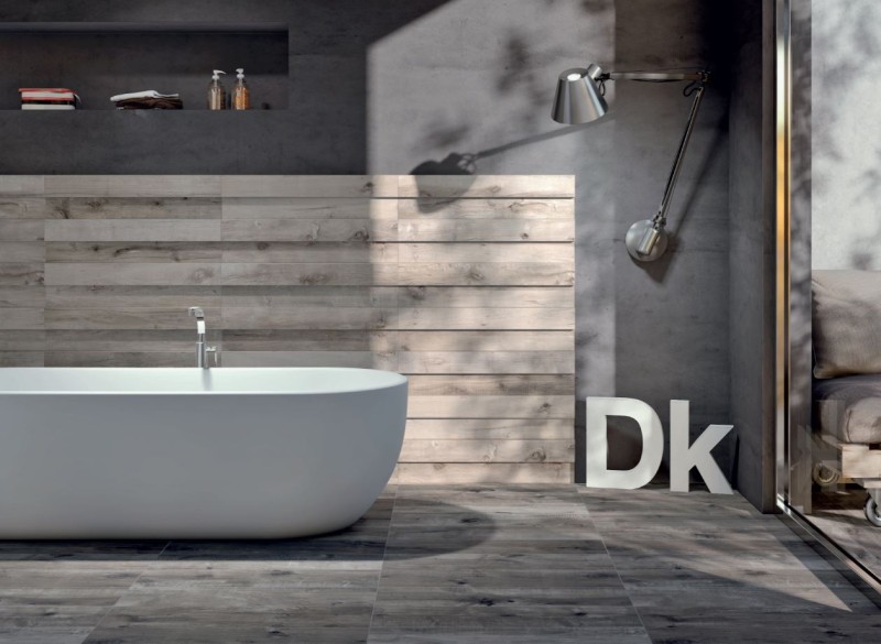 Płytki gres podłogowe drewno szare Flaviker Dakota Tortora DK2823R 20x80 76300