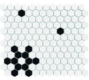 Dunin Mini Hexagon B&W Snow Premium Matt 26x30 mozaika heksagonalna