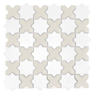 Dunin House Loves Star and Cross White Mix Matt 30,2x30,2 mozaika gresowa dekoracyjna