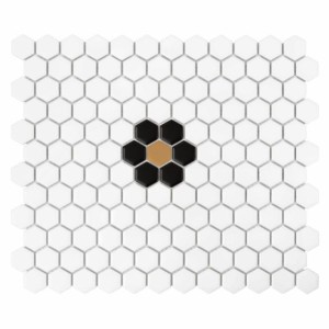 Dunin House Loves Mini Hexagon Daisy Black Matt 26x30 mozaika gresowa heksagonalna dekoracyjna