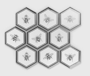 Raw Decor Heksagon XL Queen Bee Silver Połysk 25,6x29,5 mozaika ścienna dekoracyjna