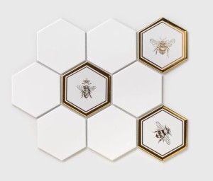 Raw Decor 1/3 Heksagon XL Gold Bee Połysk 25,6x29,5 mozaika ścienna dekoracyjna