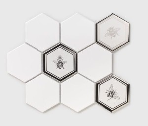 Raw Decor 1/3 Heksagon XL Silver Bee Połysk 25,6x29,5 mozaika ścienna dekoracyjna