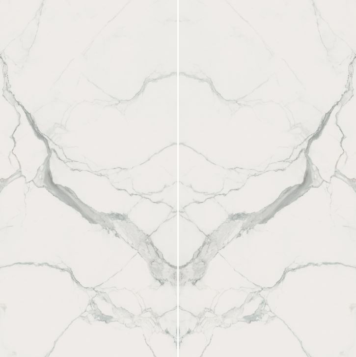 Płytki białe marmur lustrzane odbicie Florim Rex Classici di Rex Open Book Statuario A+B Mat 160x320 (320x320) 96828