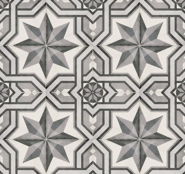 Gresy małe w kwadracie z grafitowym wzorem szare Equipe Art Nouveau Cinema Grey 20x20 41583