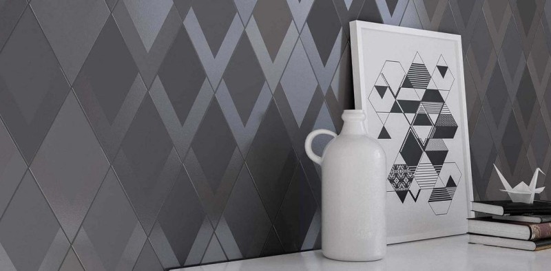 Płytki podłogowe czarne romb Wow Flow Diamond Decor Black 14x24 101366