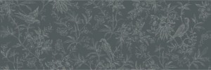Marazzi Momenti Decoro China Blu 40x120 MADH dekoracyjna, ciemnoniebieska płytka ścienna z motywem kwiatów i ptaków