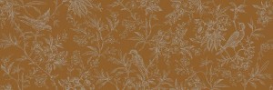 Marazzi Momenti Decoro China Ocra 40x120 MADJ dekoracyjna płytka ścienna z motywem kwiatów i ptaków w kolorze ochry