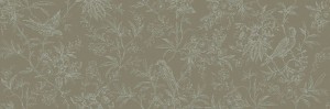 Marazzi Momenti Decoro China Salvia 40x120 MADK dekoracyjna, szara płytka ścienna z motywem kwiatów i ptaków