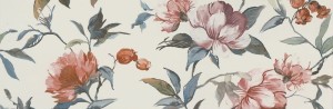 Marazzi Momenti Decoro Painting Bianco Touch 40x120 MF9E dekoracyjna, biała płytka ścienna z motywem kolorowych kwiatów
