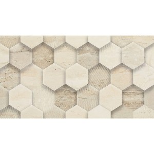 Paradyż Ceramika Sunlight Stone Beige Dekor Geometryk Połysk 30x60 płytki kamienne ścienne