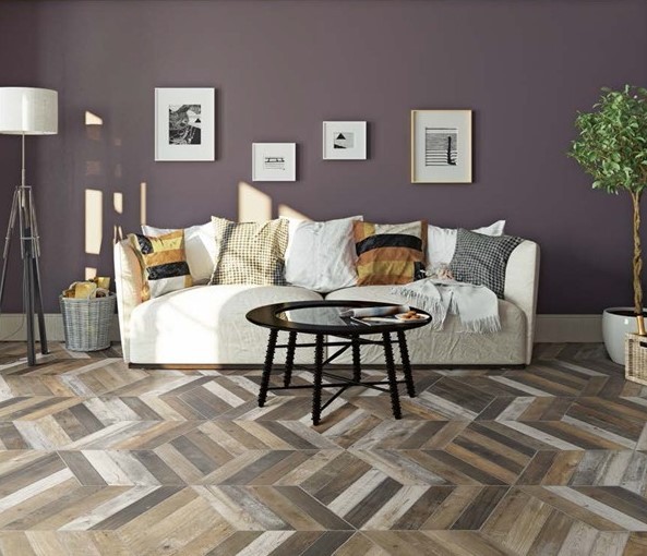 Gresy francuska jodełka przepalony brąz Realonda Diamond Pallet Mix Chevron R 70x40 (prawy) 39527