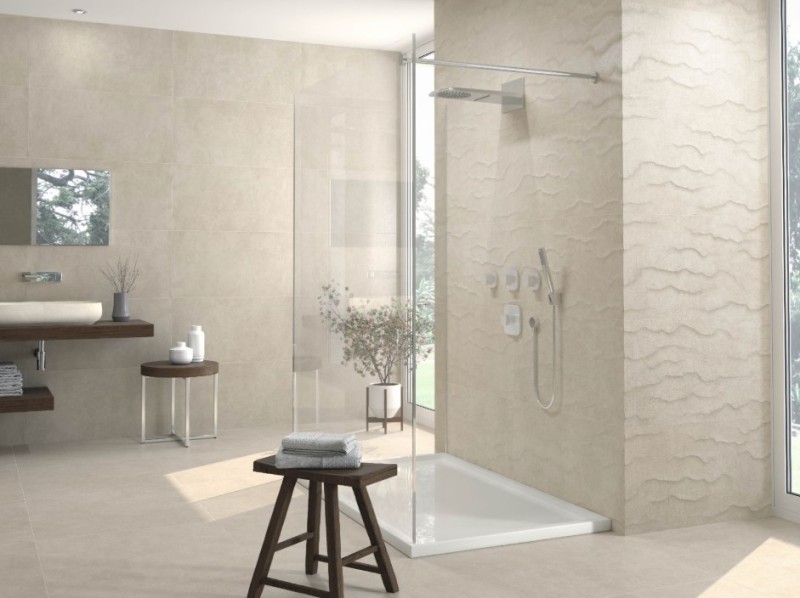 Płytki łazienkowe szare Newker Maui Ivory 45X90 63737