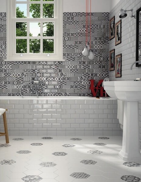 Gresy heksagonalne biało-czarne wzorzystę Equipe Hexatile Harmony B&amp;W 17.5X20 21242