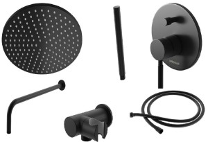 Kohlman ROXIN BLACK QW210RBR25 zestaw prysznicowy z deszczownicą R25 czarny