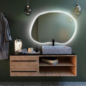 Baltica Design TINY BORDER BRIGHT STAIN II lustro 50x36 cm nieregularne z oświetleniem LED białe barwa światła zimna