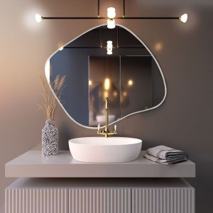 Baltica Design TINY BORDER BRIGHT STAIN III lustro 70x60 cm nieregularne z oświetleniem LED białe barwa światła zimna