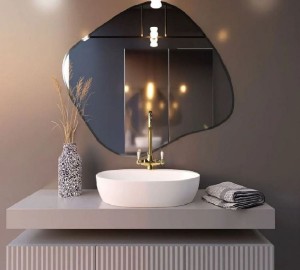 Baltica Design TINY BORDER BRIGHT STAIN III lustro 90x77 cm nieregularne z oświetleniem LED srebrne barwa światła zimna