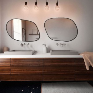 Baltica Design TINY BORDER BRIGHT STAIN IV lustro 60x43 cm nieregularne z oświetleniem LED czarne barwa światła zimna