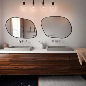 Baltica Design TINY BORDER BRIGHT STAIN IV lustro 80x57 cm nieregularne z oświetleniem LED czarne barwa światła neutralna